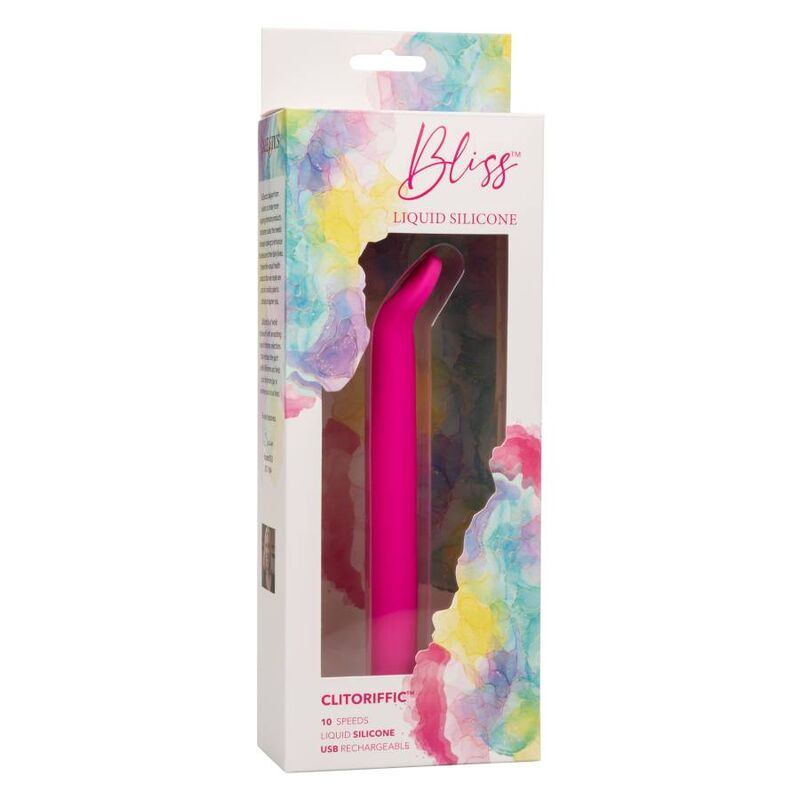 CalExotics Bliss Clitoriffic Vibrator features 10 speeds, soft liquid silicone, flexible head, USB recharge, and memory chip for ultimate clitoral and internal pleasure.0