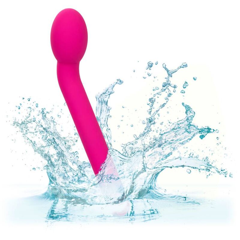 CalExotics G-spot Vibrator Stim offers 10 speeds, a rounded soft tip, liquid silicone body, USB recharge, and memory chip for intense internal and external pleasure.6