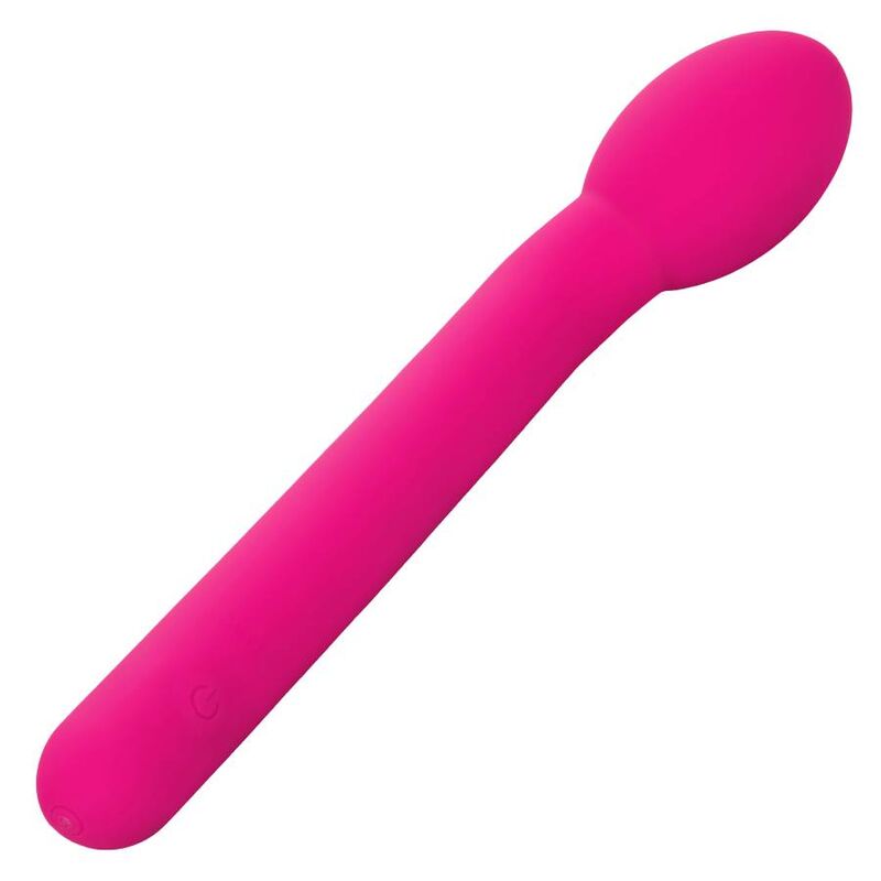 CalExotics G-spot Vibrator Stim offers 10 speeds, a rounded soft tip, liquid silicone body, USB recharge, and memory chip for intense internal and external pleasure.0