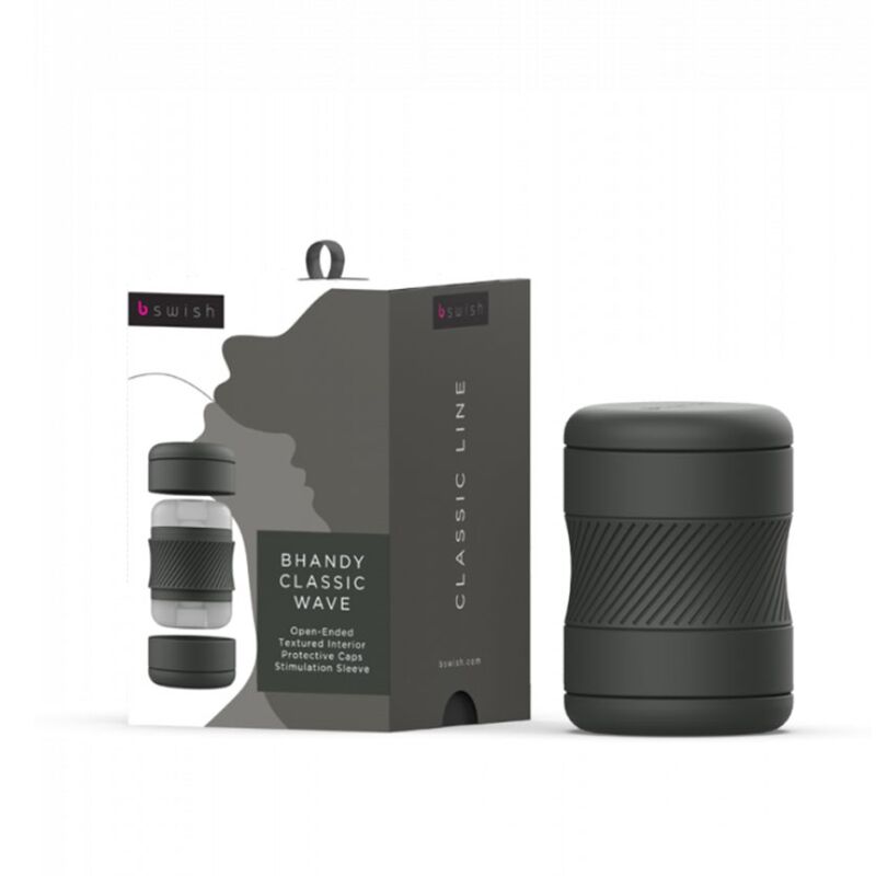 Experience intense pleasure with the B Swish Bhandy Male Masturbator Black. Silky soft texture, compact design, body-safe materials, and waterproof for easy cleaning.4
