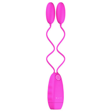 Double the pleasure with B Swish Bnear Classic Pastel. Two waterproof bullets, wired remote, multiple speeds, and body-safe design for solo or couples play.1