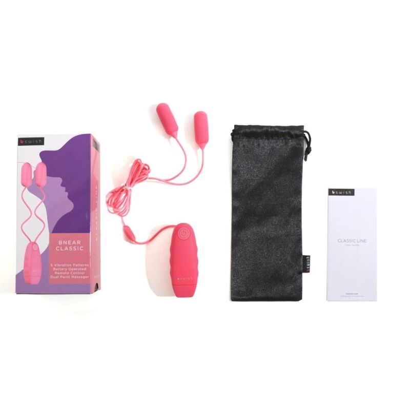 Double the pleasure with B Swish Bnear Classic Pastel. Two waterproof bullets, wired remote, multiple speeds, and body-safe design for solo or couples play.4