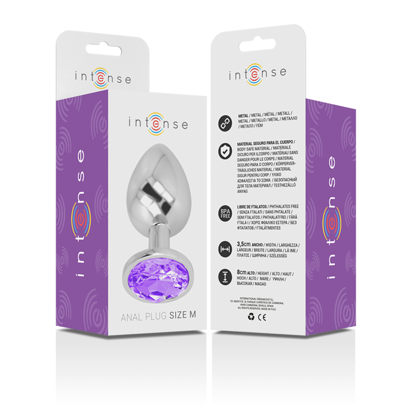 Intense - Aluminum Metal Anal Plug With Violet Crystal Size M