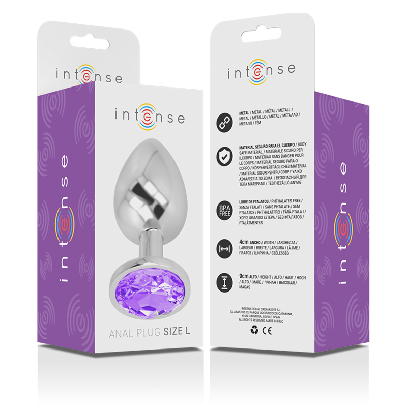 Intense - Aluminum Metal Anal Plug With Violet Crystal Size L