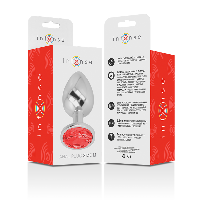 Intense - Metal Anal Plug With Red Crystal Size M
