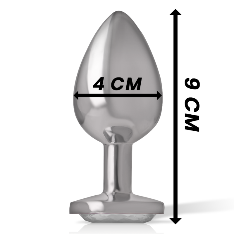 Intense - Aluminum Metal Anal Plug With Silver Crystal Size L