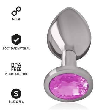 Intense - Aluminum Metal Anal Plug With Pink Crystal Size S