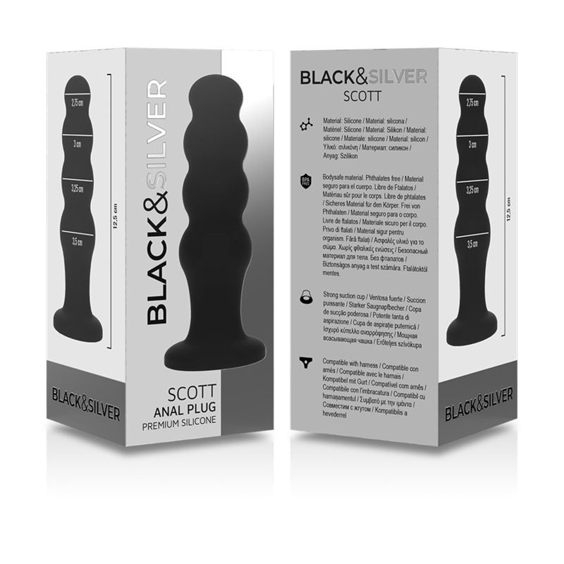Black&Silver - Scott Premium Silicone Anal Plug Black
