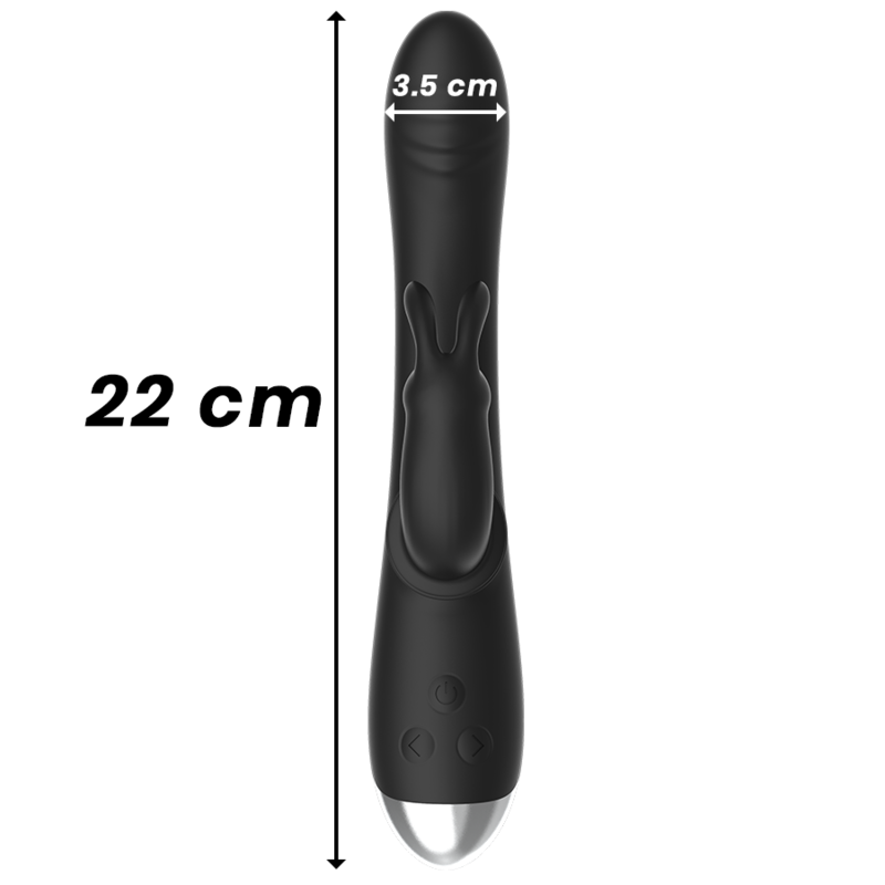 Experience intense pleasure with the Black Silver Adam Rabbit Stimulator. Dual motors, flexible silicone, G-spot & clitoral stimulation, waterproof, and up to 4 hours of use.9