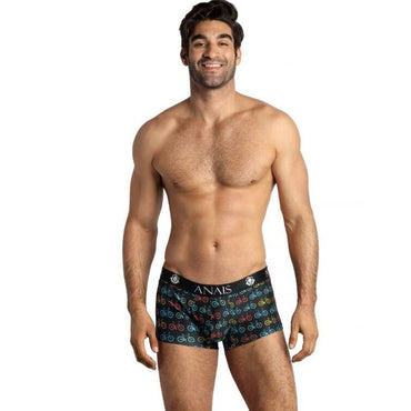 This image features the Anais Men - Benito Boxer L, a pair of stylish and sporty men's boxer shorts. The boxer shorts are presented in a vibrant color with a dynamic, geometric pattern on the waistband, adding a modern and edgy touch to the design. Anais Men Benito Boxer sporty body-hugging men's boxer shorts