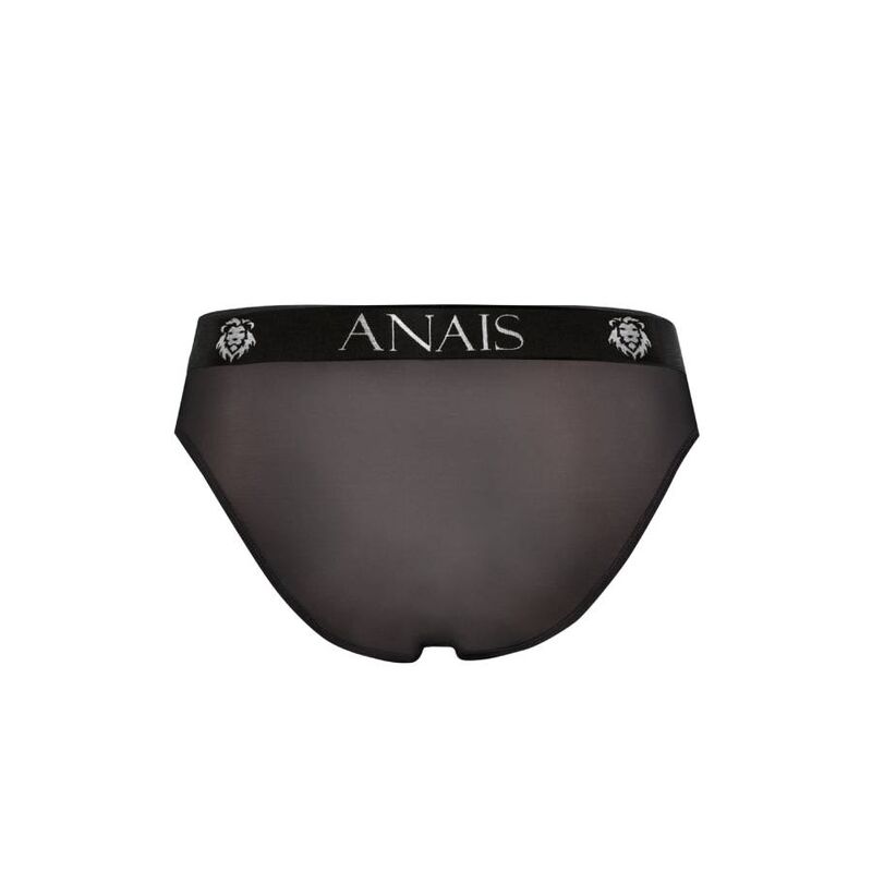 Anais Men Eros Slip sheer tulle men's slip underwear with wide elastic waistband This image features a male model wearing the Anais Men - Eros Slip L, a piece of black lingerie designed for men. The underwear is crafted from black tulle, providing a soft and comfortable feel against the skin.44