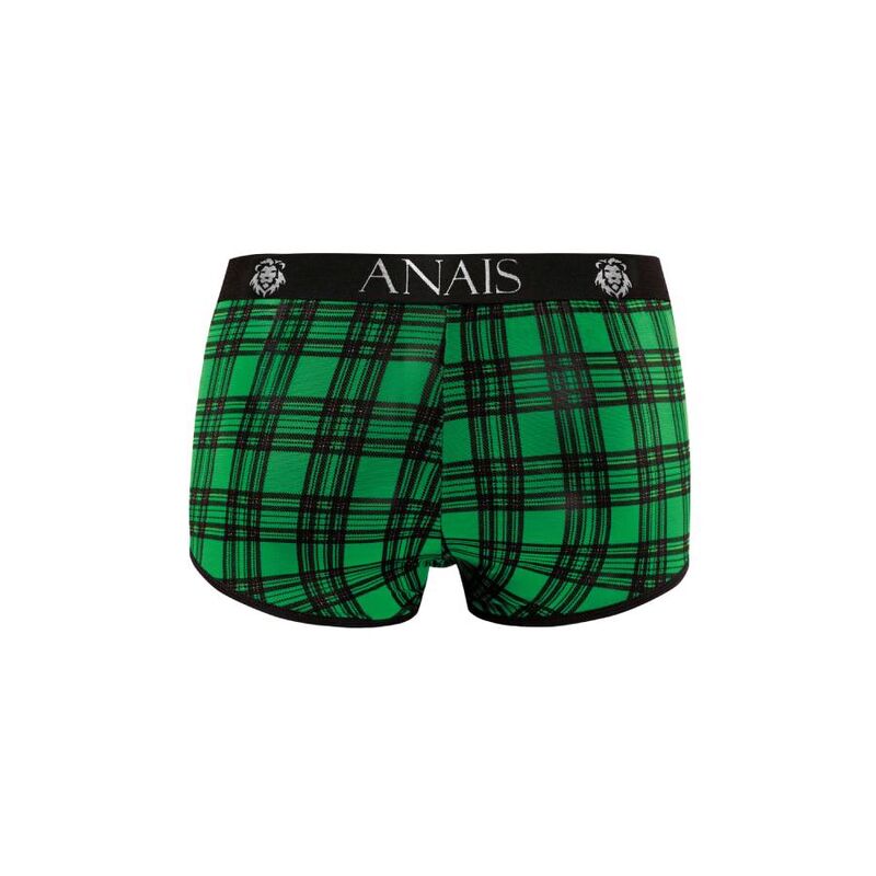 Anais Men Magic Boxer soft stretchy lycra men's boxer shorts with wide elastic waistband A man wearing green and black checkered boxer briefs with an elastic waistband.5