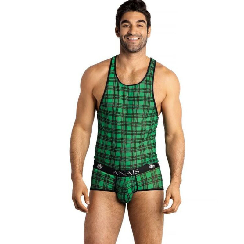Anais Men Magic Top soft body-hugging lycra men's lingerie top with checkered pattern