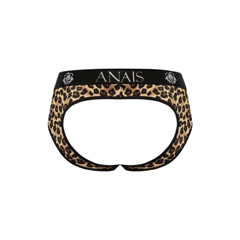 Anais Men Mercury Jock Bikini soft microfiber open back briefs with animal print This image features a male model wearing the Anais Men - Mercury Jock Bikini L, designed for both style and comfort. The bikini, showcasing a bold animal print, adds a touch of wildness and edge to the wearer's ensemble.4