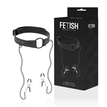 FETISH SUBMISSIVE - Gag Ring Adjustable Nipple Clamps by DelighToys