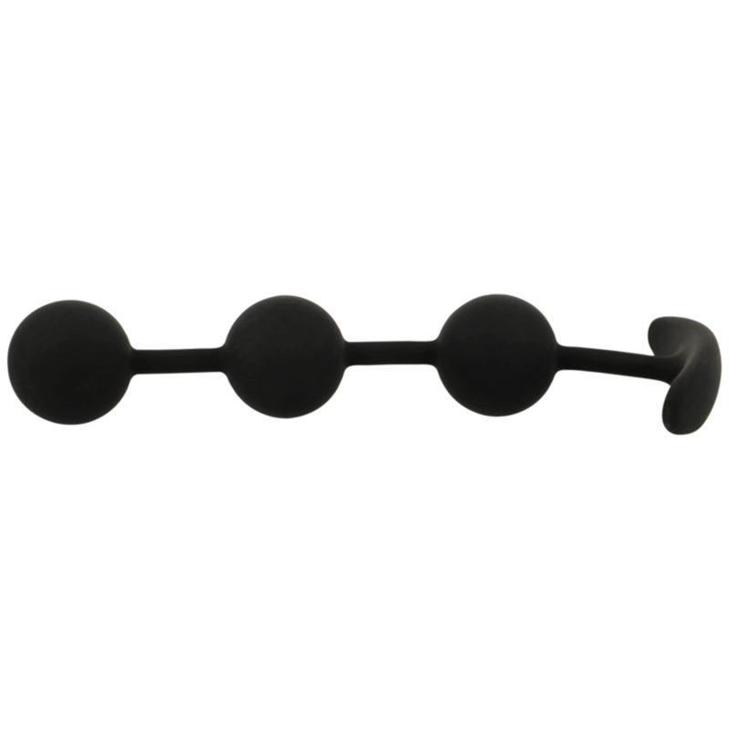 Experience safe and sensual anal play with the Black Silver Anal Rosary Three Spheres. Made from body-safe silicone, flexible, waterproof, and perfect for beginners.4
