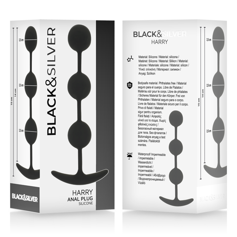 Experience safe and sensual anal play with the Black Silver Anal Rosary Three Spheres. Made from body-safe silicone, flexible, waterproof, and perfect for beginners.6