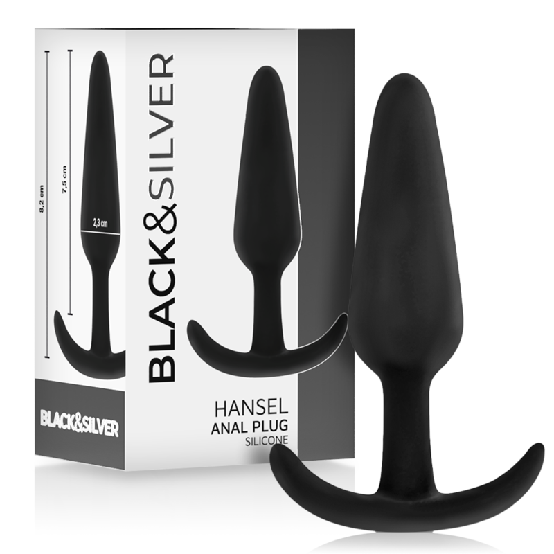 Black&Silver - Hansel Silicone Anal Plug With Small Handle