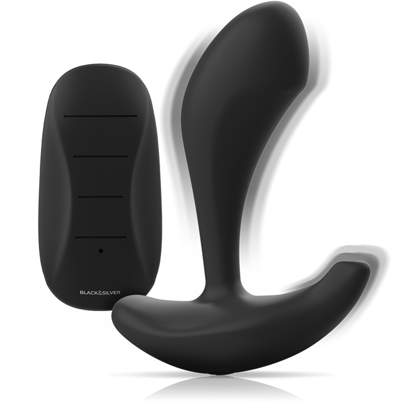 Experience intense anal stimulation with the Black Silver Remote Control Anal Plug. Body-safe silicone, waterproof (IPX6), remote-controlled, rechargeable.4
