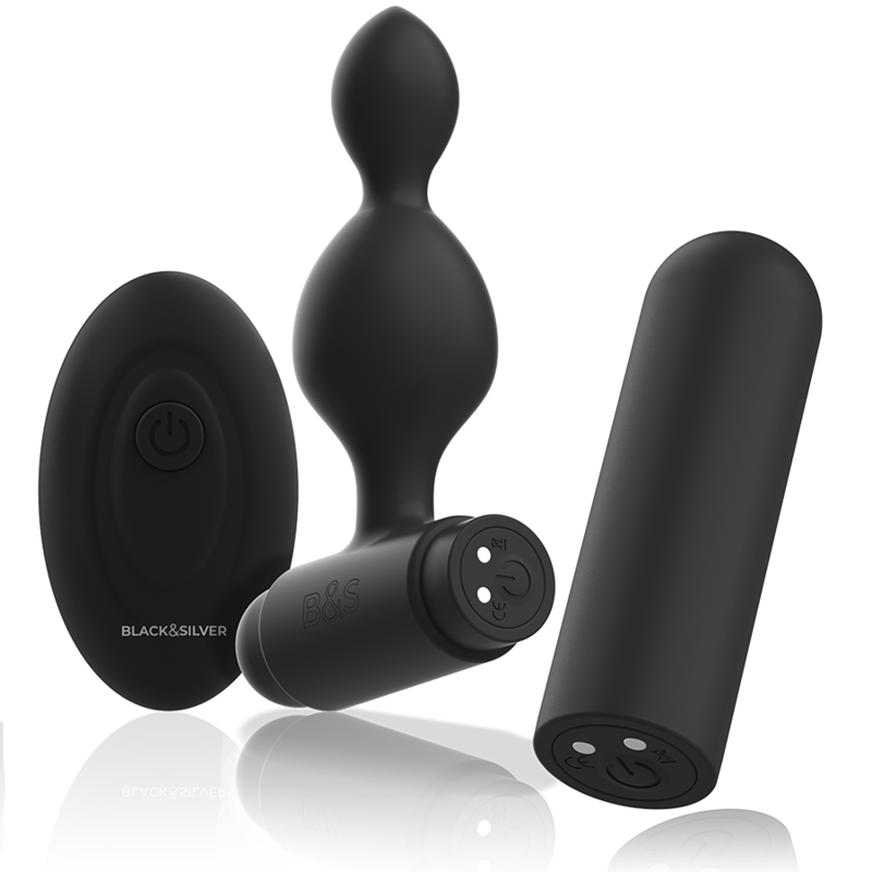 Black&Silver - Tucker Small Silicone Anal Plug Remote Control