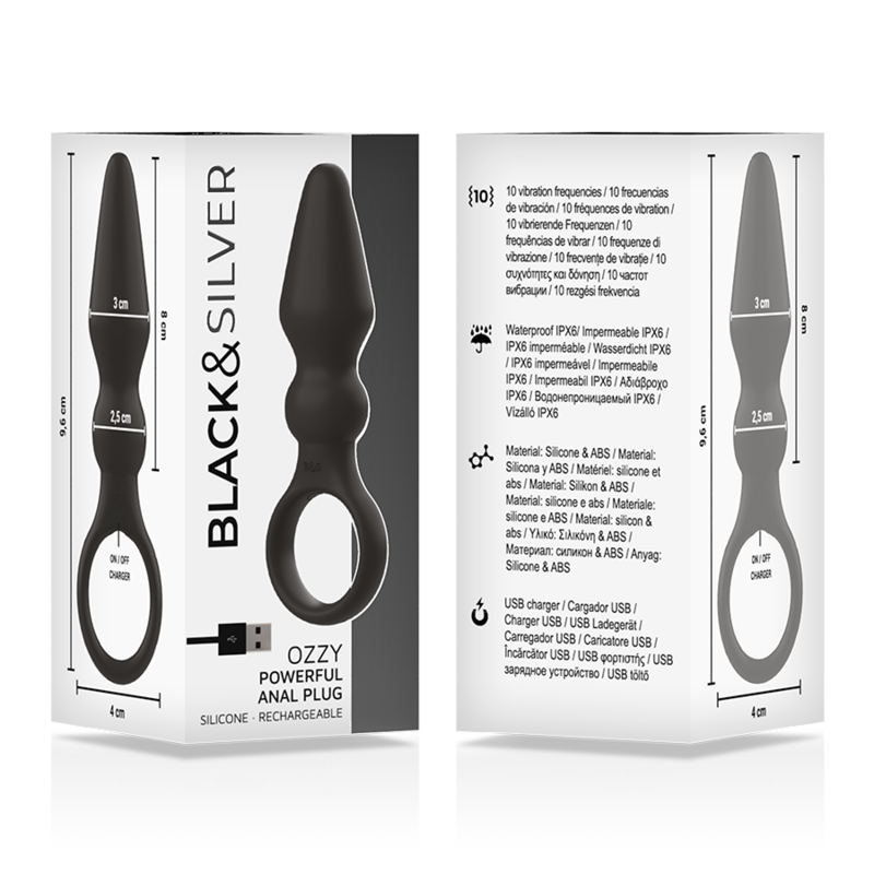 BLACK&SILVER - DelighToys Black&Silver Ozzy Silicone Anal Plug