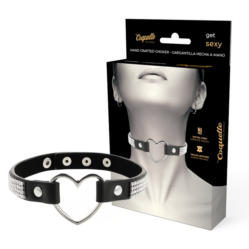 DelighToys - Coquette Chic Desire Vegan Leather Choker Heart Accent