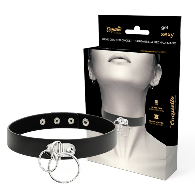DelighToys - Coquette Chic Desire Double Ring Vegan Leather Adjustable Choker