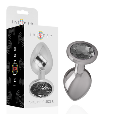 Intense - Aluminum Metal Anal Plug With Black Glass Size L