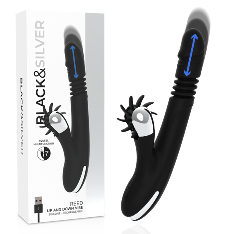 BLACK&SILVER - DelighToys Black&Silver Bunny Reed Up & Down Vibe