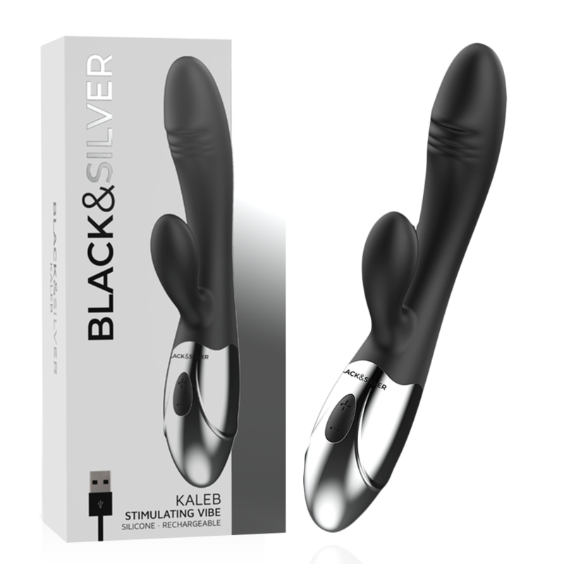 Experience deep pleasure with the Black Silver Kaleb Stimulating Vibe. Dual motors, USB rechargeable, body-safe silicone, and premium design for the most satisfying orgasms.2