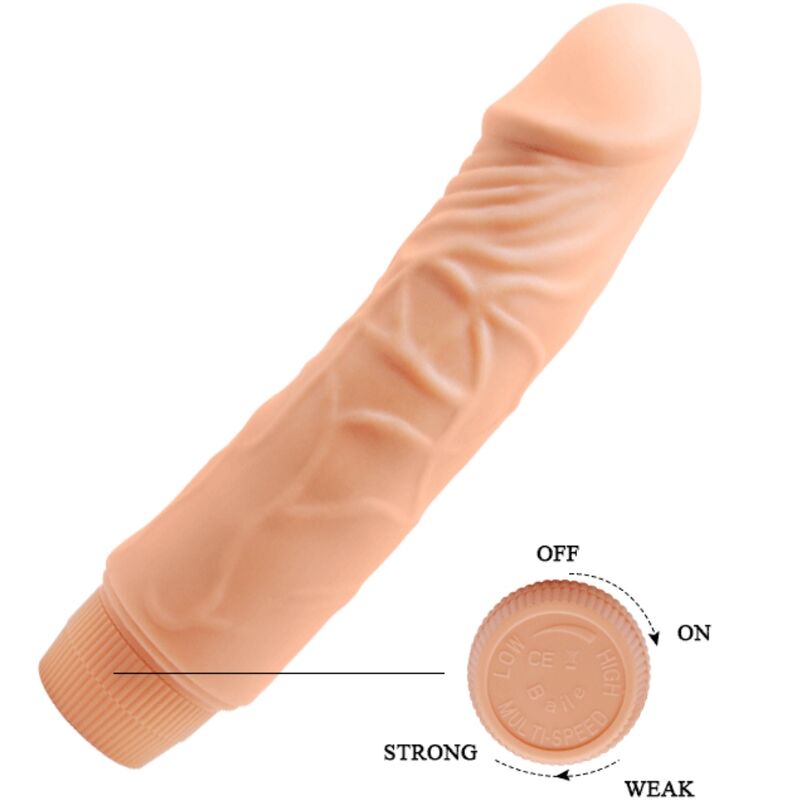 Baile Barbara Vibrator features a realistic veined shaft, curved G-spot design, and multi-speed vibrations in 20cm and 25cm sizes for deep, lifelike pleasure.5