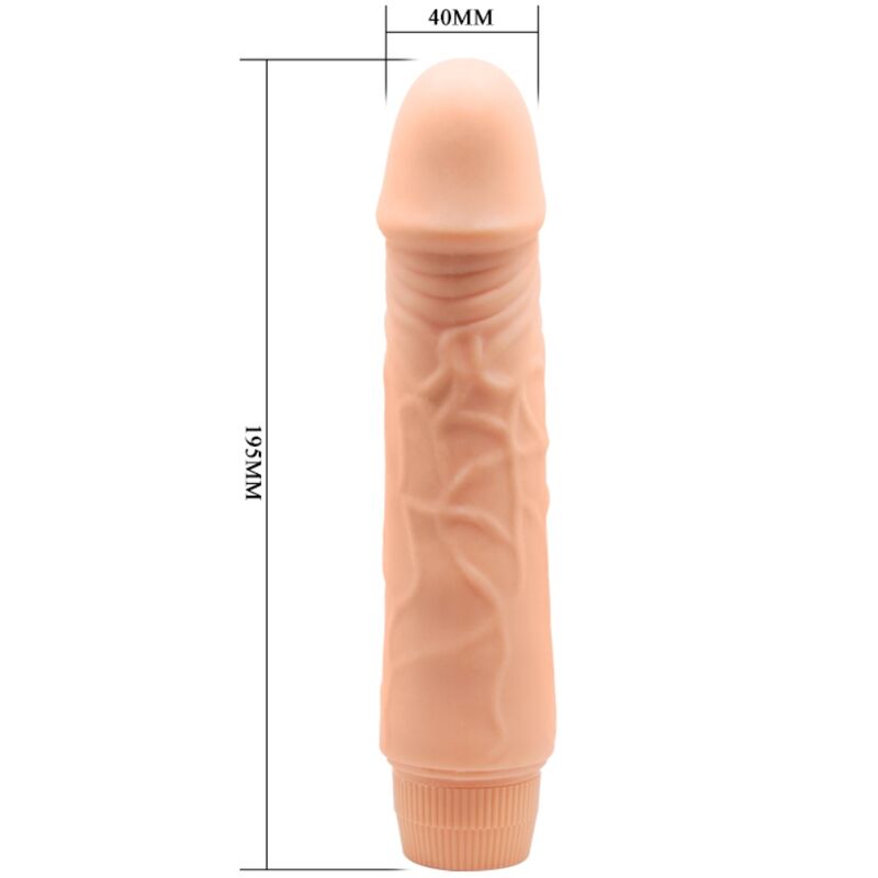 Baile Barbara Vibrator features a realistic veined shaft, curved G-spot design, and multi-speed vibrations in 20cm and 25cm sizes for deep, lifelike pleasure.7