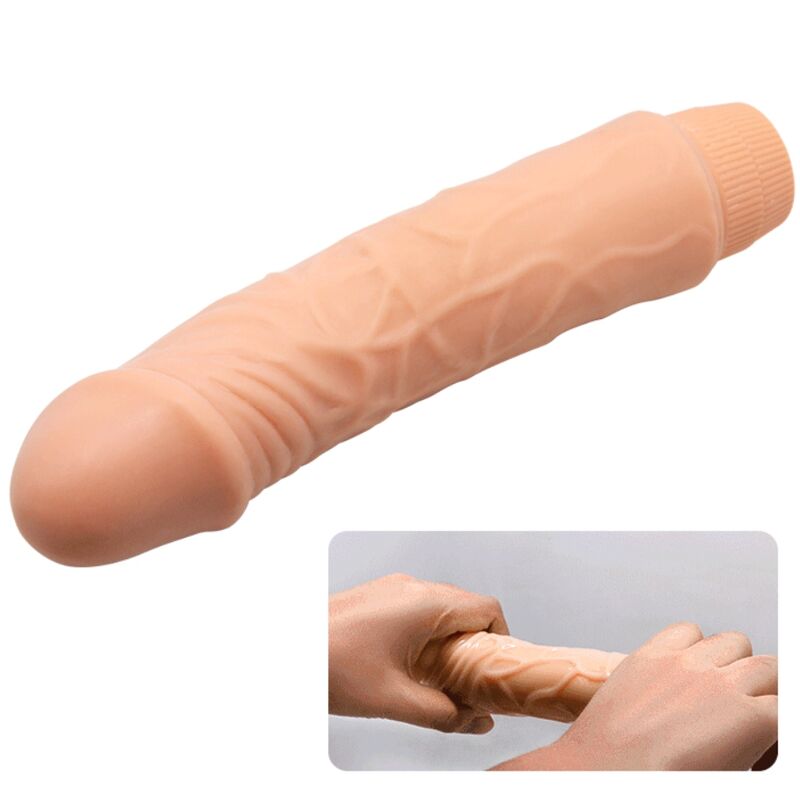 Baile Barbara Vibrator features a realistic veined shaft, curved G-spot design, and multi-speed vibrations in 20cm and 25cm sizes for deep, lifelike pleasure.3