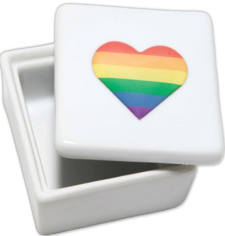 DelighToys - Square Ceramic Jewellery Box LGBT Pride Heart Design