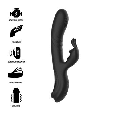 Experience intense G-spot and clitoral stimulation with the Black Silver Rechargeable Silicone Rabbit Stimulator, waterproof, and ultra-flexible for powerful, customized pleasure.2