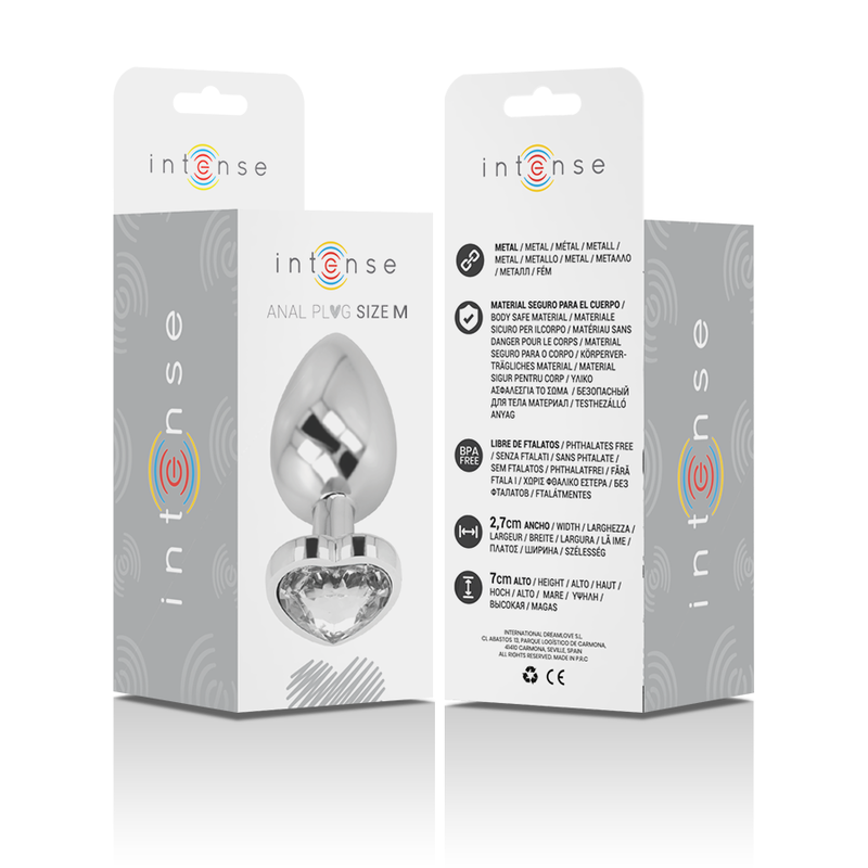 Intense - Aluminum Metal Anal Plug White Heart Size M
