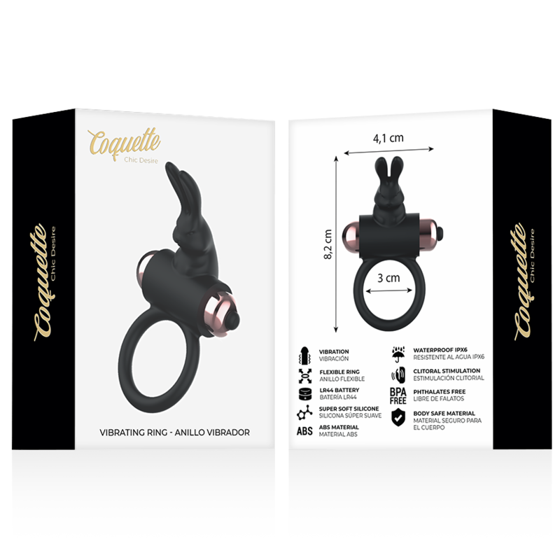 Coquette Toys - Cock Ring With Vibrator Black/ Gold