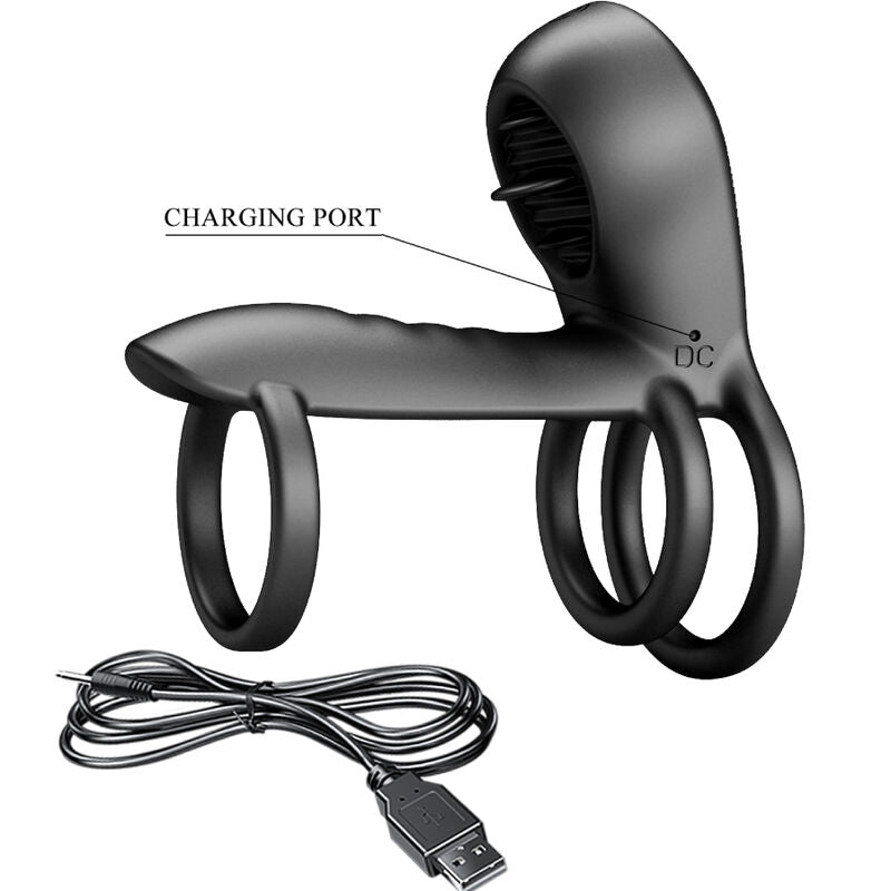 Pretty Love - Jammy Penis Sheath 12 Vibrations With Rechargeable Silicone Tongue