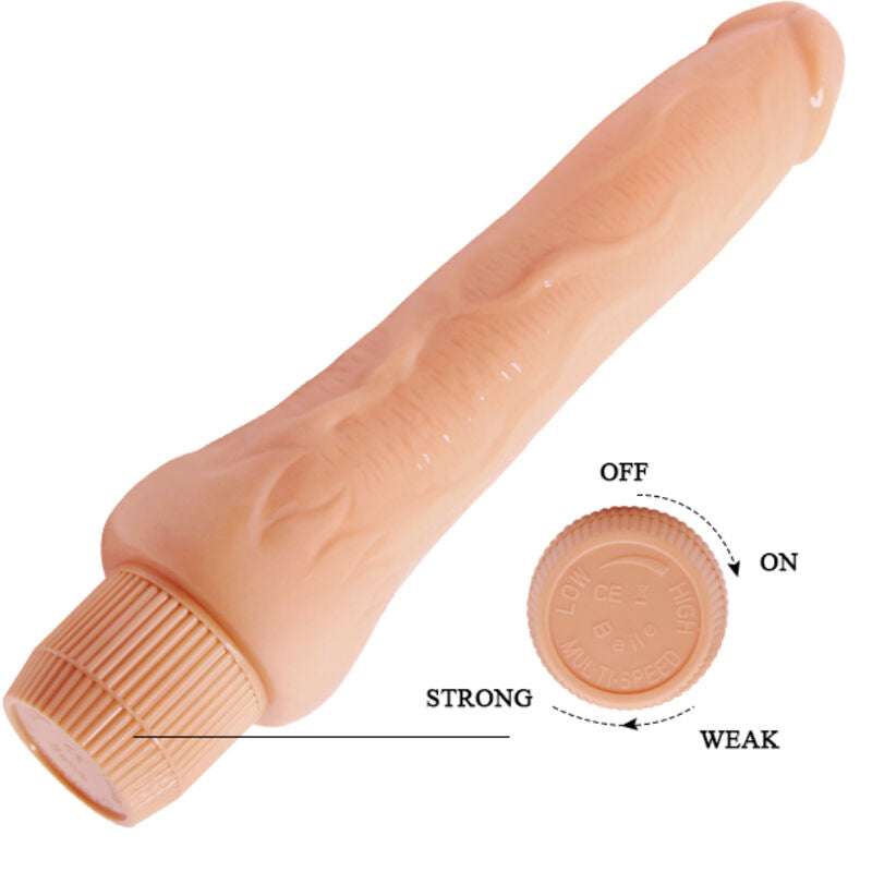 Baile Barbara Vibrator features a realistic veined shaft, curved G-spot design, and multi-speed vibrations in 20cm and 25cm sizes for deep, lifelike pleasure.55