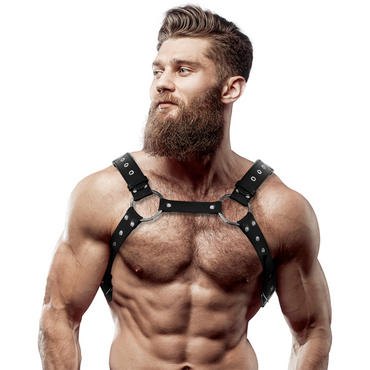 FETISH SUBMISSIVE - Men's Eco – Leather Chest Harness Studs by DelighToys