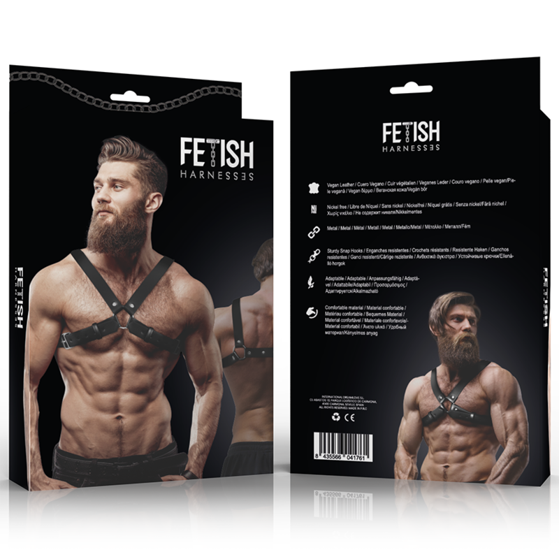 FETISH SUBMISSIVE - Men's Adjustable Eco – Leather Cross Chest Harness by DelighToys