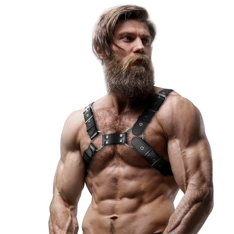 FETISH SUBMISSIVE - Men's Adjustable Eco – Leather Chest Harness by DelighToys