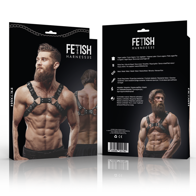 FETISH SUBMISSIVE - Men's Adjustable Eco – Leather Chest Harness by DelighToys