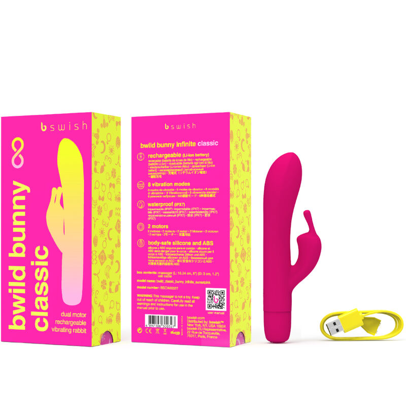 B Swish - Bunny Rechargeable Vibrator, featuring dual motors, 8 intensity levels, and a waterproof design. Rechargeable, body-safe, and perfect for G-spot and clitoral stimulation.p'i'p