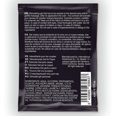 Spartan - Male Enhancer Gel Hot-Cold Effect 100% Vegan 4Ml