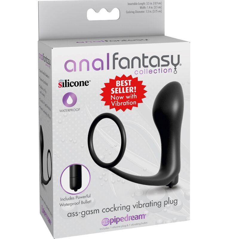 Combine prostate stimulation and performance enhancement with the Anal Fantasy Vibrating Cockring Plug. Elite silicone, vibrations, and explosive results.3