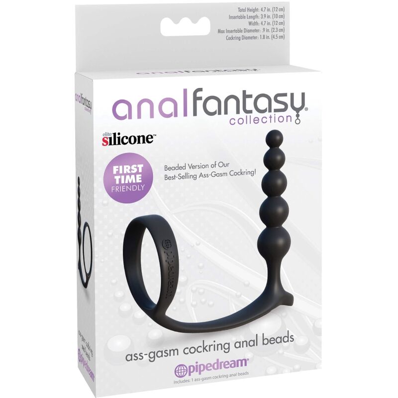 Enhance performance and enjoy anal stimulation with Anal Fantasy Ass Balls Cockring. Elite silicone, tapered beads, and cock ring design for ultimate satisfaction.5