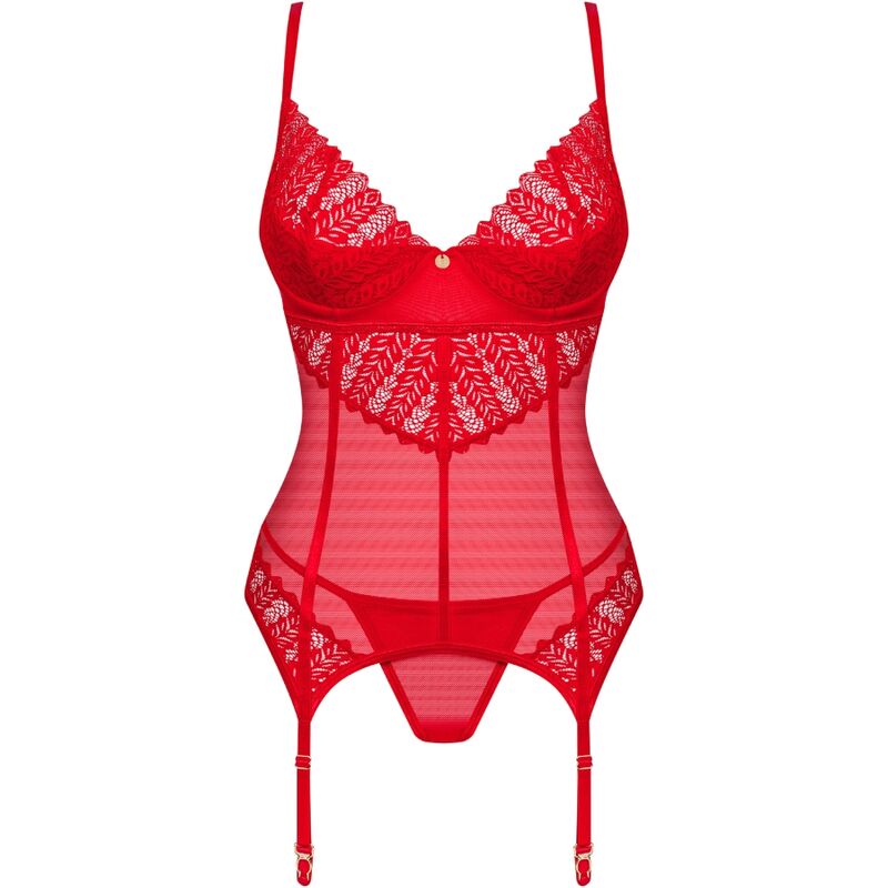 Obsessive - Ingridia Corset & Thong Red Xl/Xxl