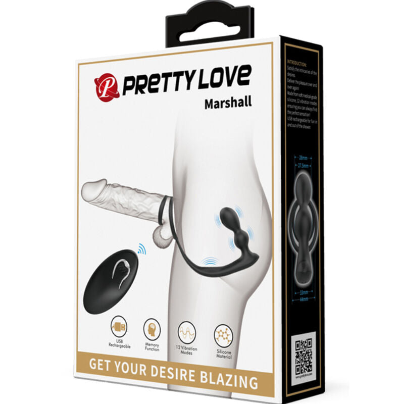 PRETTY LOVE - DelighToys Marshall Penis Ring Vibratory Anal Plug and Remote Control