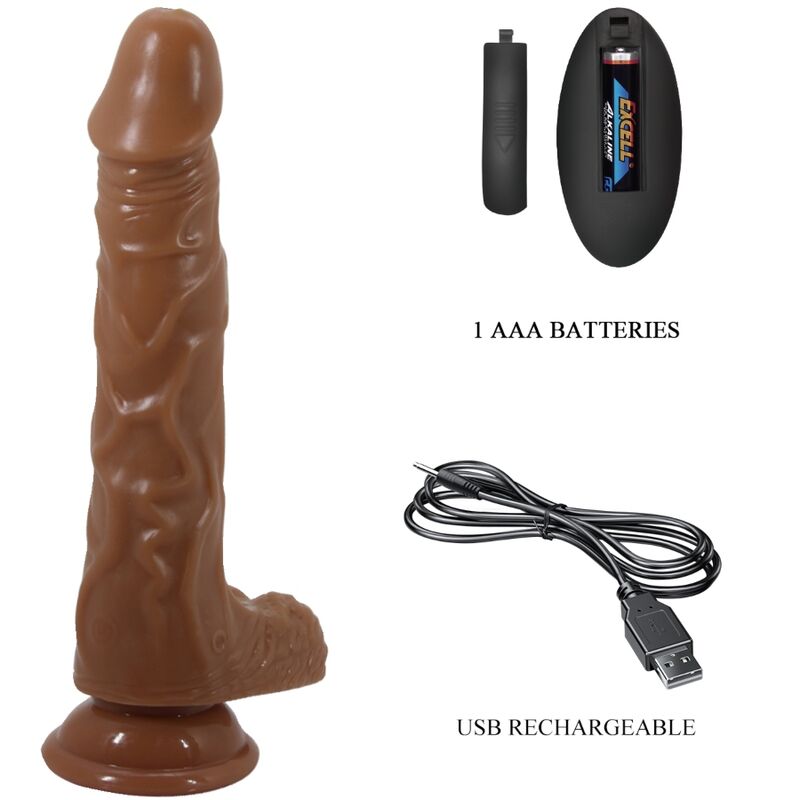 Experience lifelike pleasure with Baile Dildo Vibrator Remote Control. 7 vibration & rotation modes, realistic design, suction base, and USB rechargeable.6